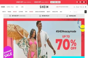 Página web de Shein mostrando promociones, útil para saber como comprar en Shein online
